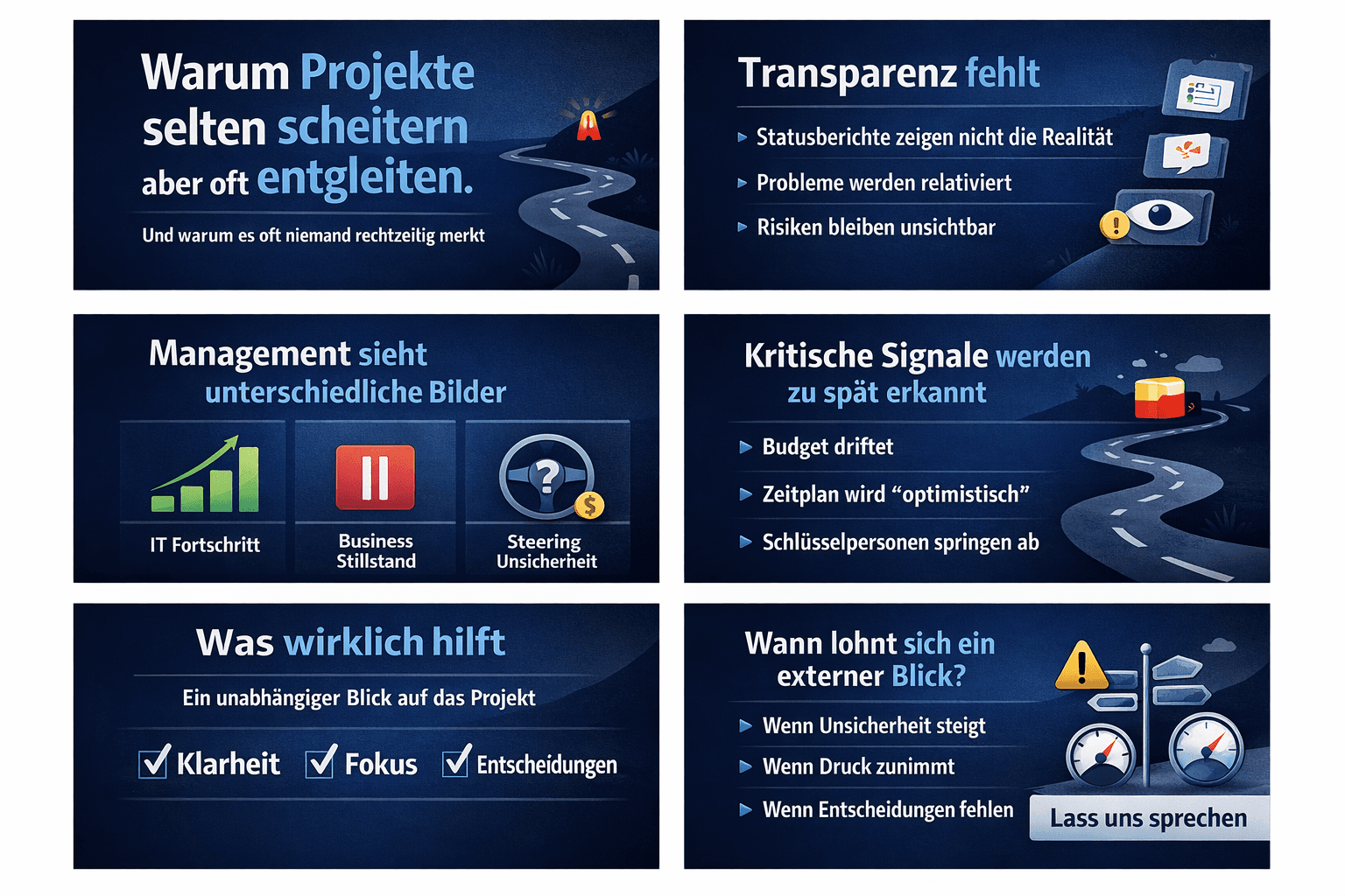 Warum Projekte selten scheitern aber oft entgleisen : Übersicht der typischen Muster und wann ein externer Blick hilft